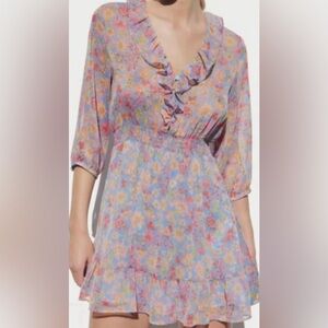 Zara Floral Mini Dress in Blue and Pink